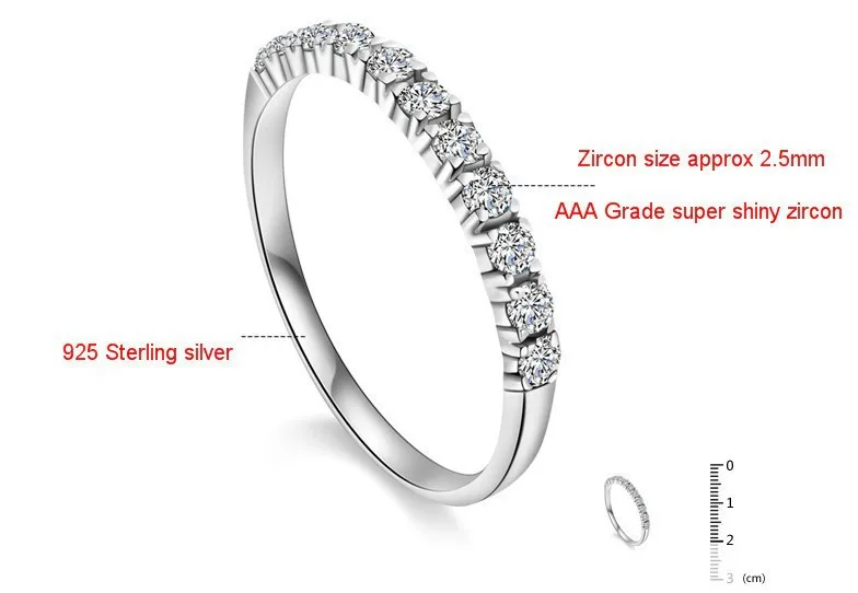 ใหม่มาถึงขายร้อน Super SHINY Zircon 925 เงินสเตอร์ลิง Ladies'finger งานแต่งงานแหวนเครื่องประดับขายส่ง