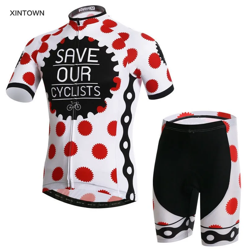 2019 XINTOWN Pro Bike Jerseys or Cycling Bib Shorts Men Red Dots Bicycle Clothing Cycling Wear Shirts mtb Jersey Shorts