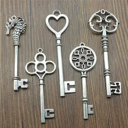 2pcs Charms Key Antique Silver Color Vintage Key Charms Pendant Jewelry Retro Key Charms For Jewelry Making