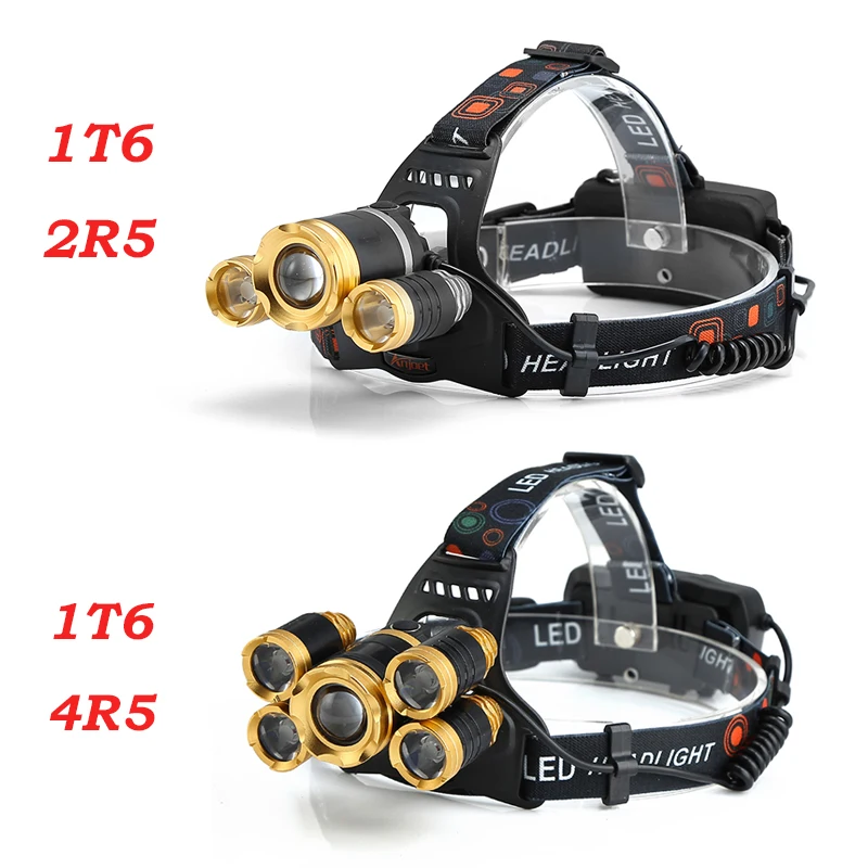 Anjoet 15000 lumens rechargeable 5 Led T6+Q5 headlamp Zoomable head flashlight  lamp waterproof Torch light camp vissen 18650