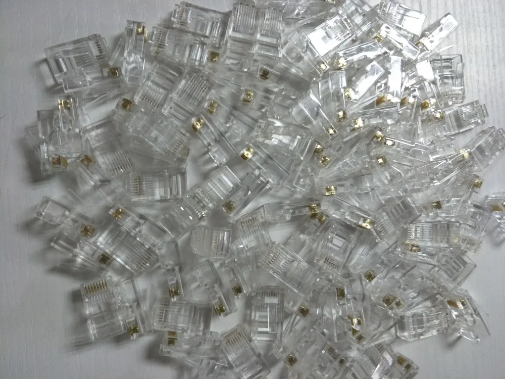 

50 PCS unthrough Gold Plated RJ45 Net Network Cables Modular Plug Cat5 CAT5e Connector 8P8C utp Unshielded Rj45 Plug Terminals