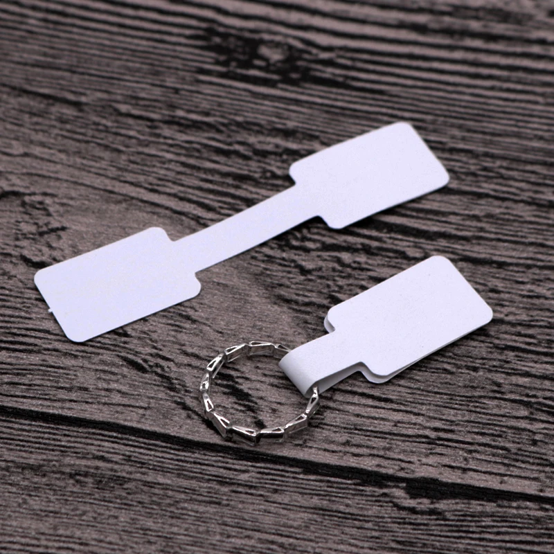 100Pcs/Lot White Paper Jewelry Ring Display Packaging Tag 5x1.3cm Round Paper Adhesive Sticker For Rings Label Tags