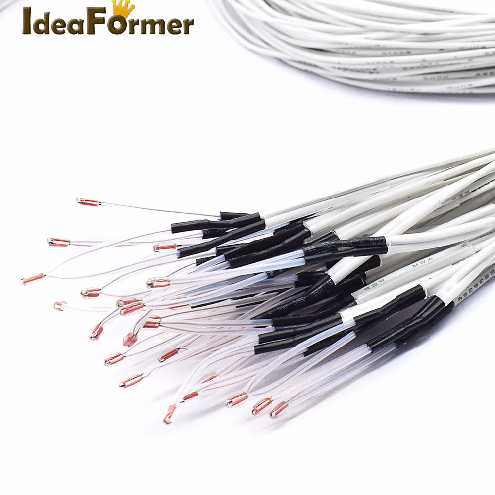 5pcs 100K ohm NTC 3950 Thermistors Sensors with Cable 3D Printers Parts For for Reprap Mend Part High Temperature Accessories