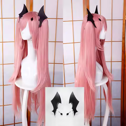 100cm 39" Long Pink Krul Tepes Heat Resistant Ponytail Hair Anime Owari no Seraph Of The End Cosplay Costume Wig + Free Wig Cap