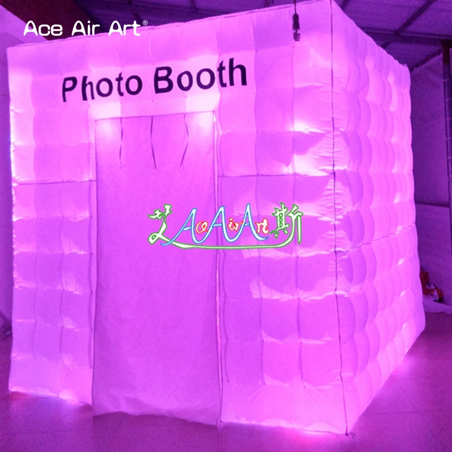 2.5x2.5x2.5m Colorful Led Lighting Cabinet Inflatable Photo Booth Photo Cube