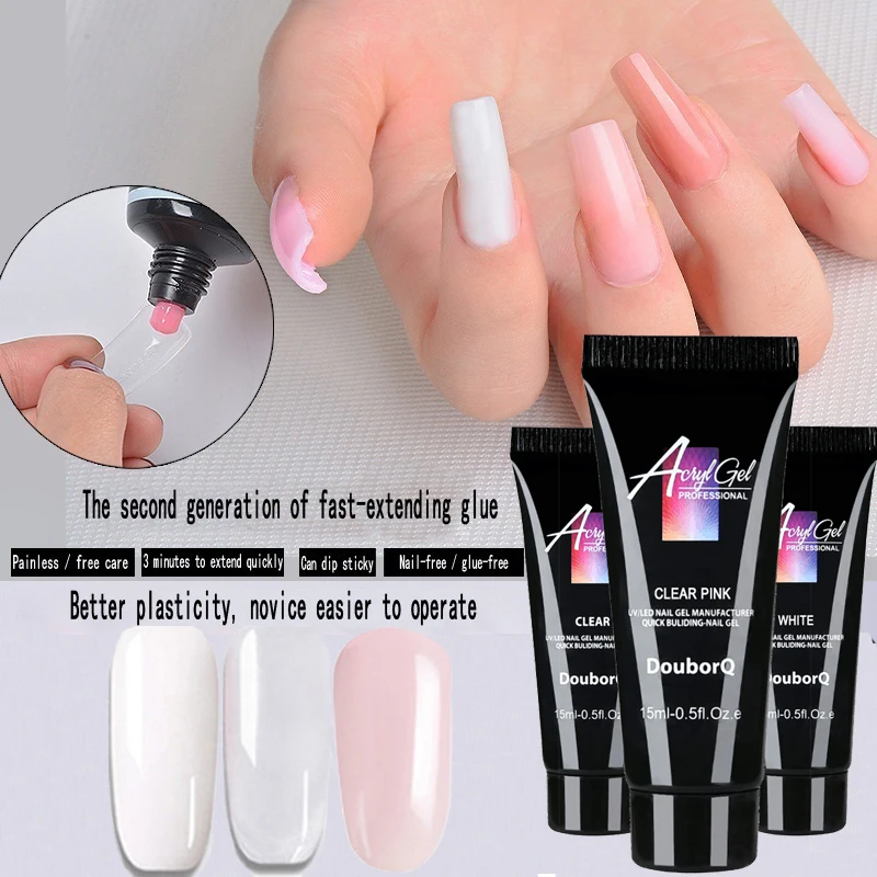 15ml Nail Extend Builder Poly Nails Gel Remover Slip Solution Nail Art Design Acrylic French Nail Tip Gum Jelly Poly UV Gel