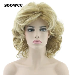 Soowee Blonde Curly Short Wigs Synthetic Hair Heat Resistance Fiber Cosplay Wig Party Hair for Women Headwear Accessories