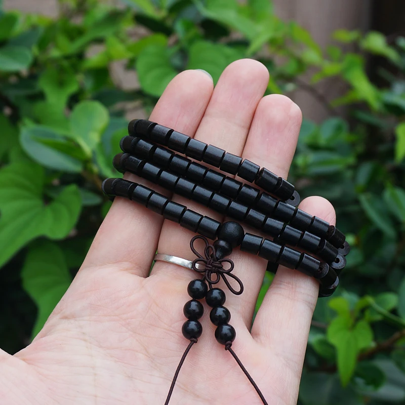 6mm * 108 * Natural Blck Wooden Beads / African Ebony Sandalwood / Japa Beads Mala Prayer Bracelet Necklace Loose round beads