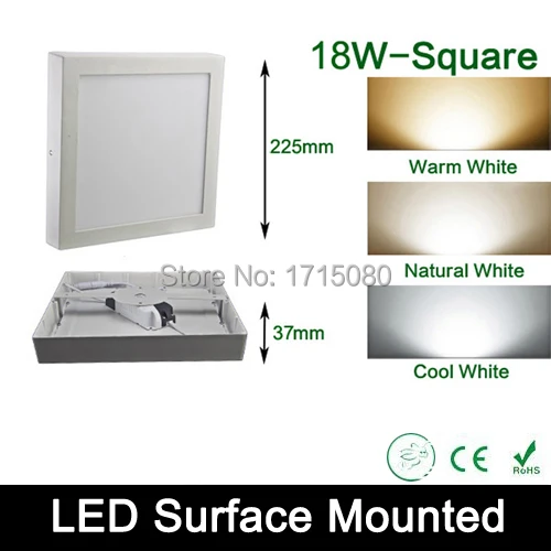 

18W surface mounted LED Panel light AC 85-265V square led painel ceiling lights for home living room illumination free shipping