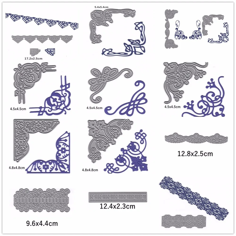 Various Lace Corners Shape Metal Cutting Dies Stencil Scrapbook Album Embossing For Gift Card Making Handcraft Decor