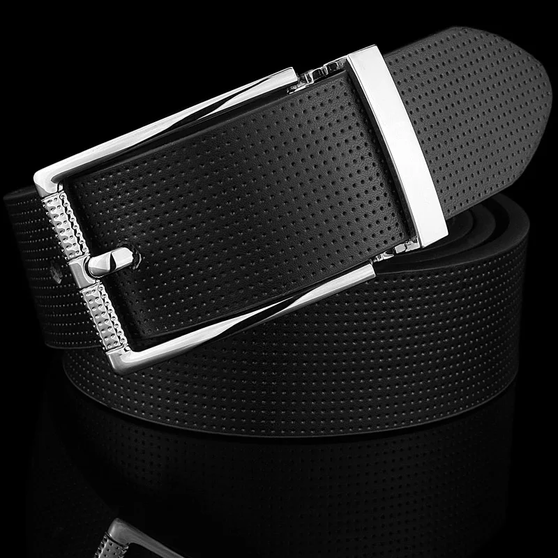 2021 Casual White Young Men Genuine Pin Buckle Belt Cowhide Belts For Men Jeans Cow Leather High Quality Black Cinturones Hombre