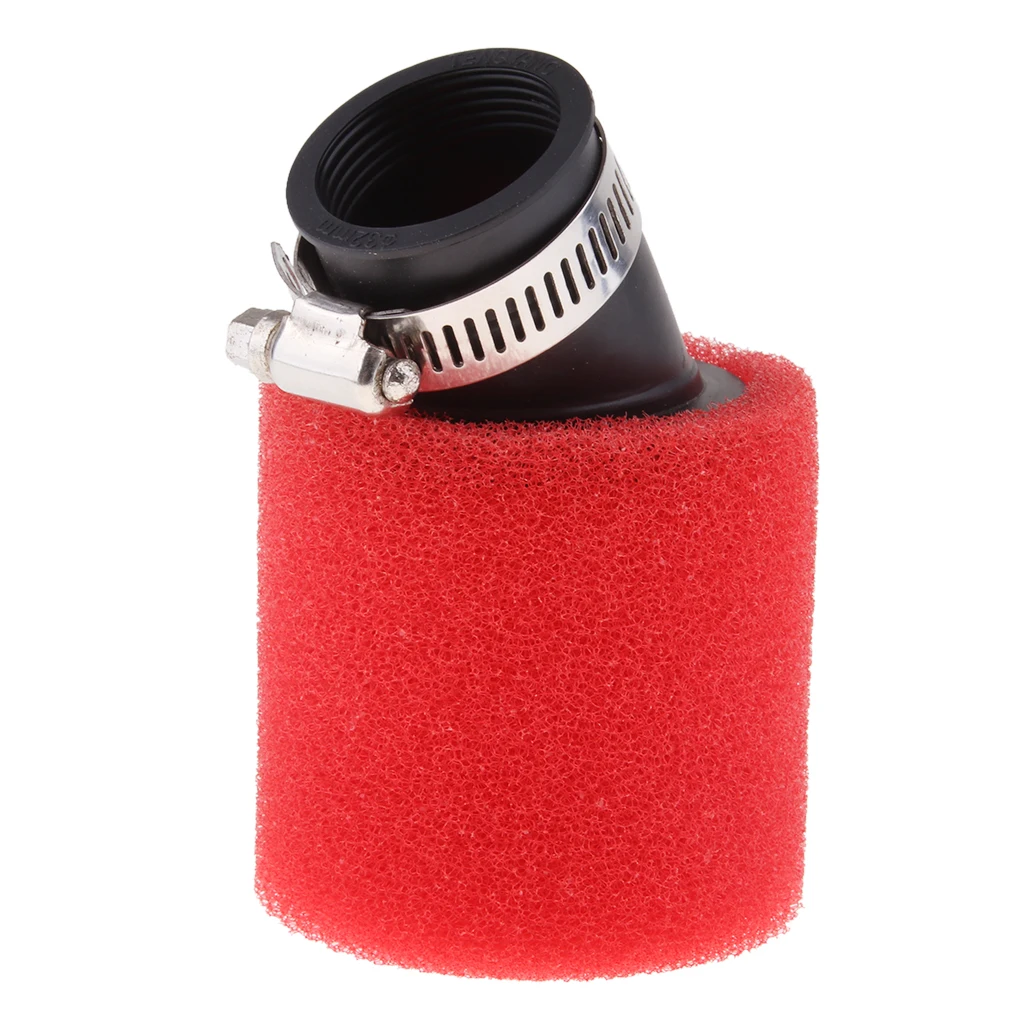 Red 32mm Angle Bent Foam Air Filter Pod Cleaner for 50cc 110cc PIT Quad Dirt Bike ATV Buggy