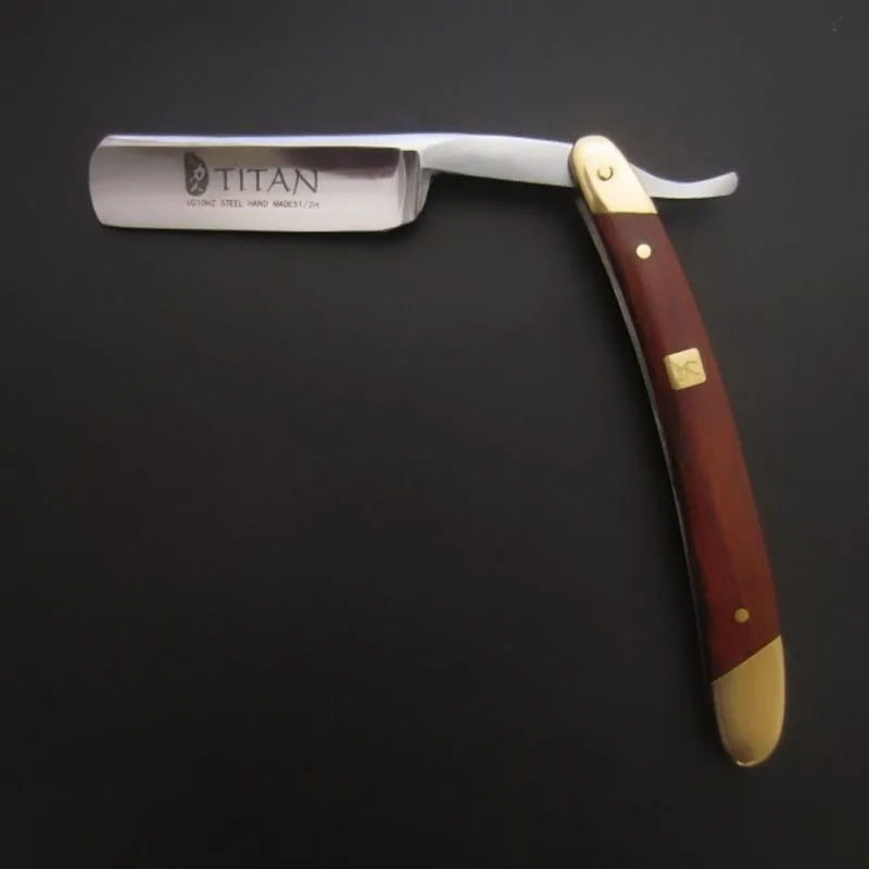 titan Wooden handle mes's shaving razor straight blade