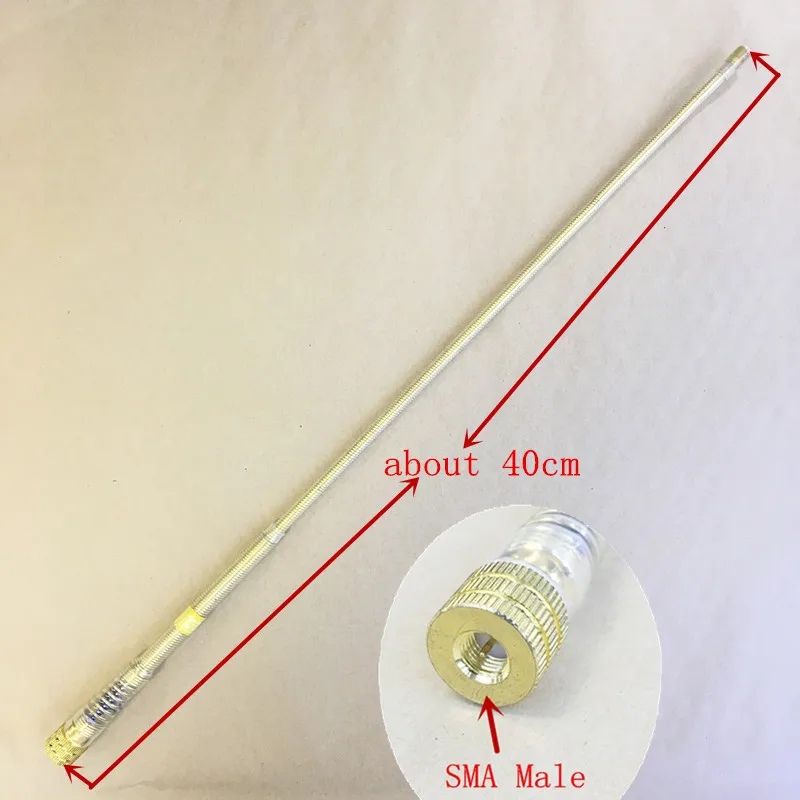 

Golden Long Whip Flexible UV dual band Sma Male High Gain antenna for Yaesu Vertex Wouxun KG-UV8D 9D Linton etc walkie talkie