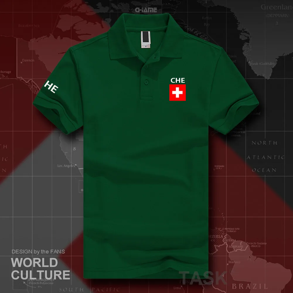 Swiss Confederation Switzerland polo shirts men short sleeve white brands printed for country CHE CH Confoederatio Helvetica