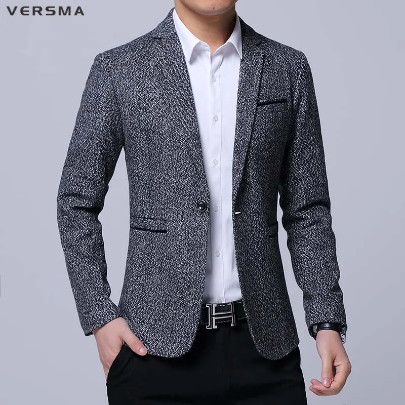 

VERSMA 2017 Men High Quality Casual Blazer Suit Dress Jackets Male Brand Designers Slim Fit Business Suits Blazers Jacket Coat