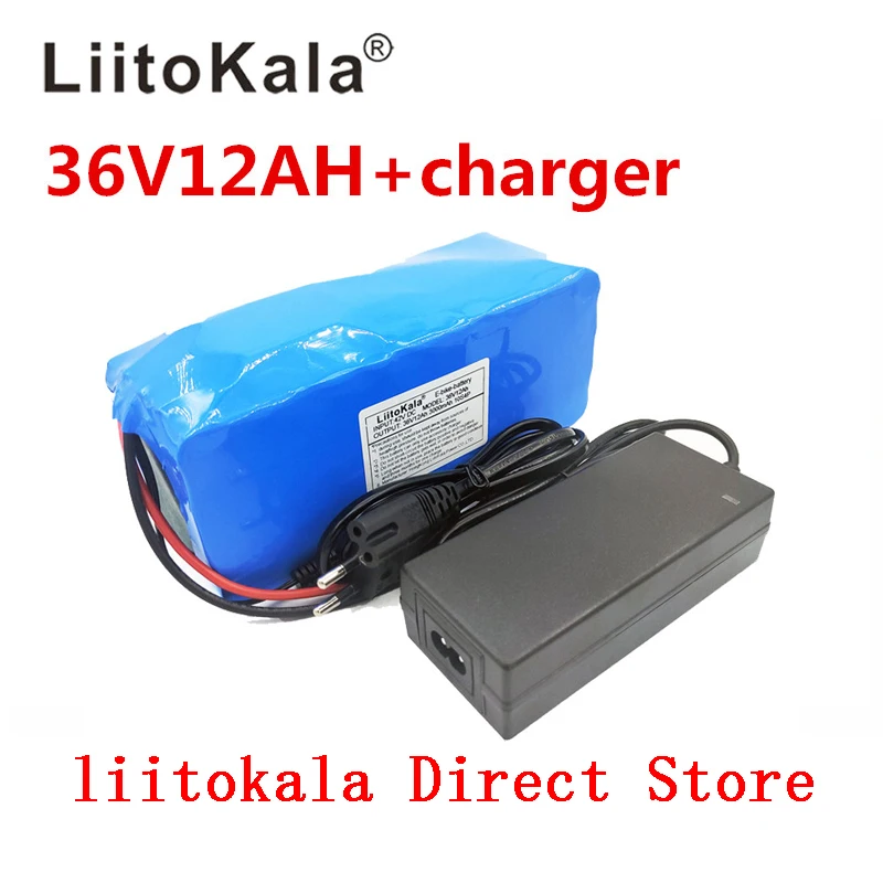 NEW LiitoKala 36V 12AH Electric Bicycle Battery Built In Lithium Battery BMS 20A 36 Volt With 2A Battery Charge Ebike