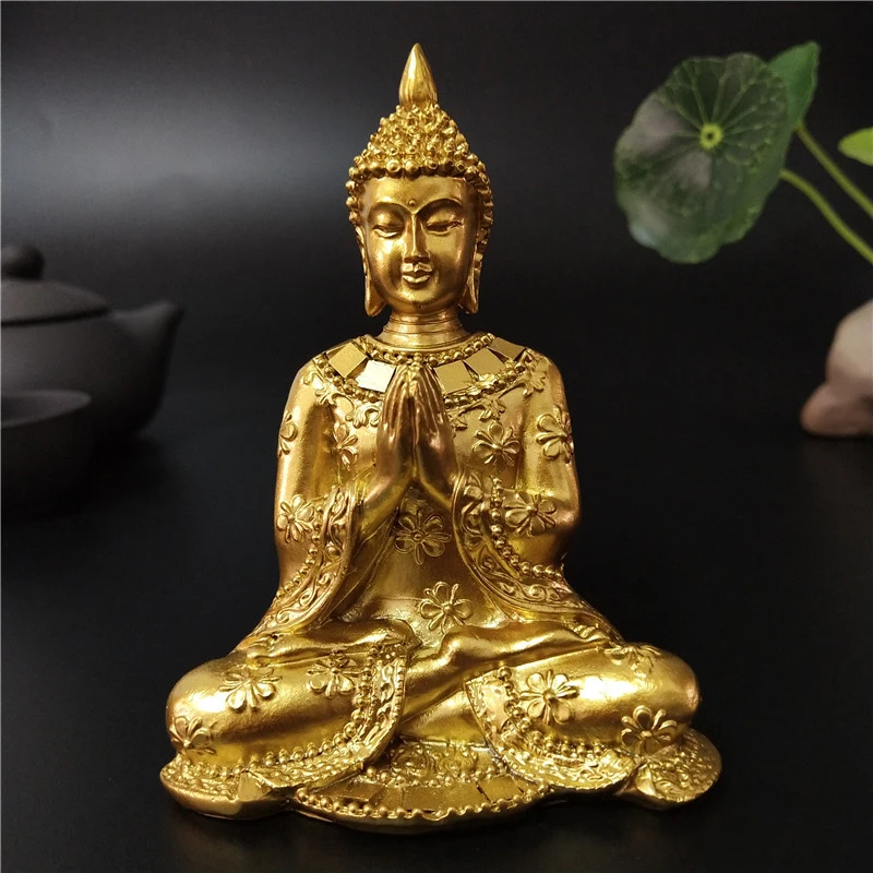 Goldene Thailand Buddha Statue Home Garten Dekoration Meditation Buddha Skulptur Hindu Fengshui Figuren Ornamente Handwerk