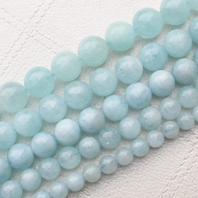 

Wholesale Natural Aquamarines 8-16mmRound Beads 15"100% Natural Stone Guarantee,For DIY Jewelry Making !wholesale for all items!