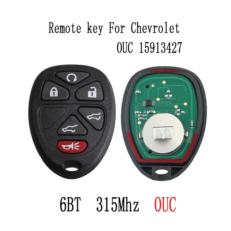 2pcs*Keyless Entry Remote Key For Chevrolet Tahoe Traverse GMC Yukon 2007 2008 2009 2010 2011 2012 2013 2014 15913427 Car key