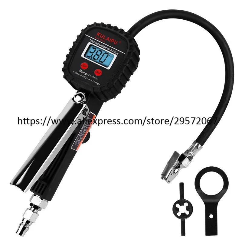 Digital Car Truck Air Tire Pressure Inflator Gauge LCD Display Dial Meter Vehicle Tester Tyre Inflation Gun Monitoring Tool