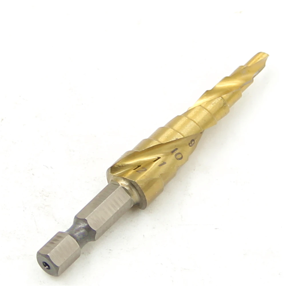 Hss 9 brocas passo 4mm-12mm, ferramenta elétrica espiral de ranhura 1/4 ", haste hexagonal, preço de atacado, perfuração de metal de alta qualidade, titânio