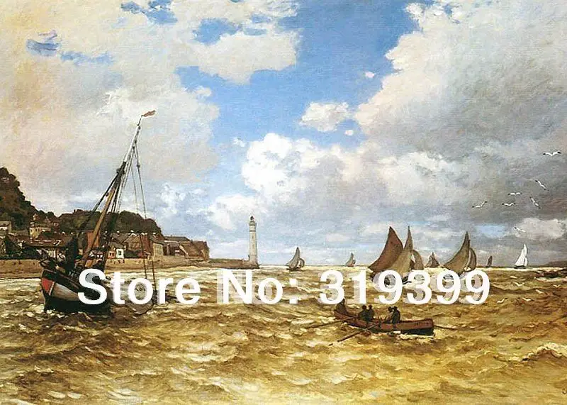 Oil Painting Reproduction on linen canvas,Mouth of the Seine by Claude monet ,100% handmade ,Free Fast Ship,Museum Quality