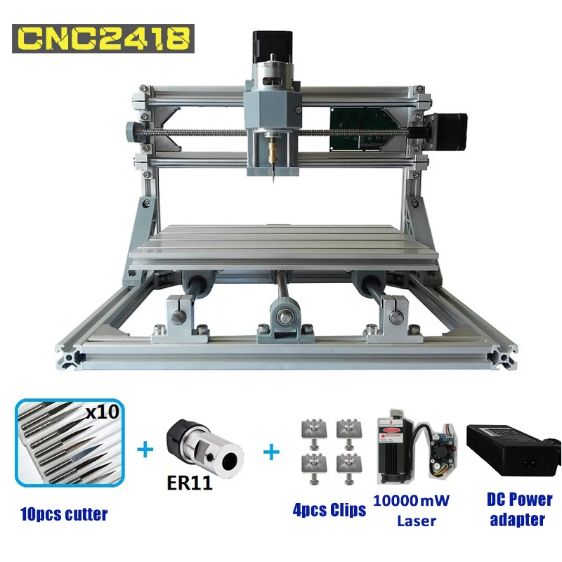 

CNC Laser Engraving machine 3-Axis Mini Wood router Laser Engraver DIY Hobby Tool ER11 GRBL AC110V 220V CNC2418 engraver machine