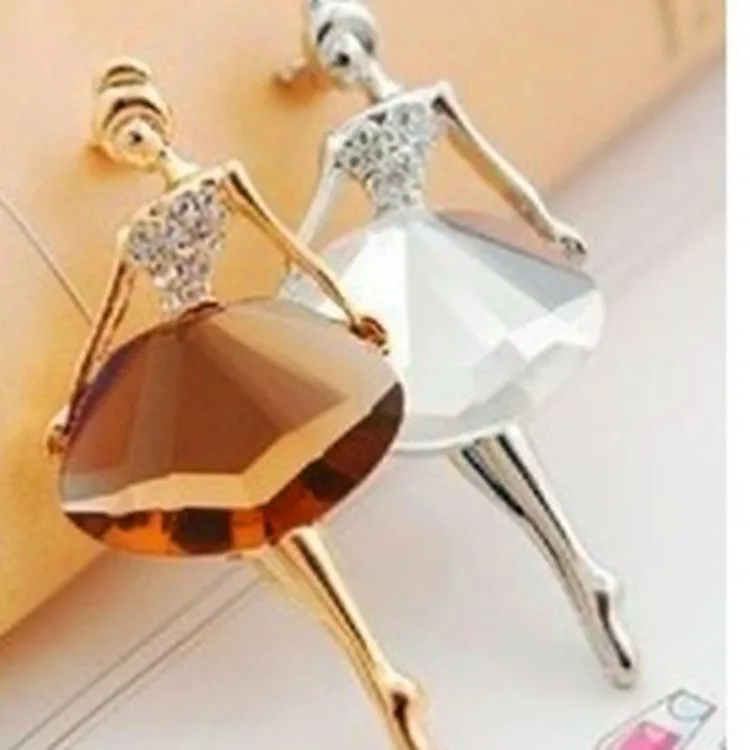 Fashion Temperament Love Ballet Girl Brooch Crystal Brooch Collar Collar Pin Scarf Suit Suit Wild Banquet Brooch Gift Unisex