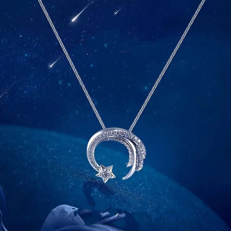 YIZIZAI Fashion SilverPlating Meteor with Cubic Zircon Pendant Necklace Womens Necklace Girls Lucky Gift Jewelry