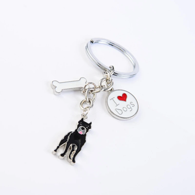 Cane Corso dog key chains for men women silver color metal alloy dog pendant bag charm car keychain key ring holder trinket