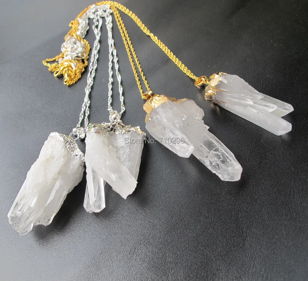 Mystic Natural clear quartz necklace with 18