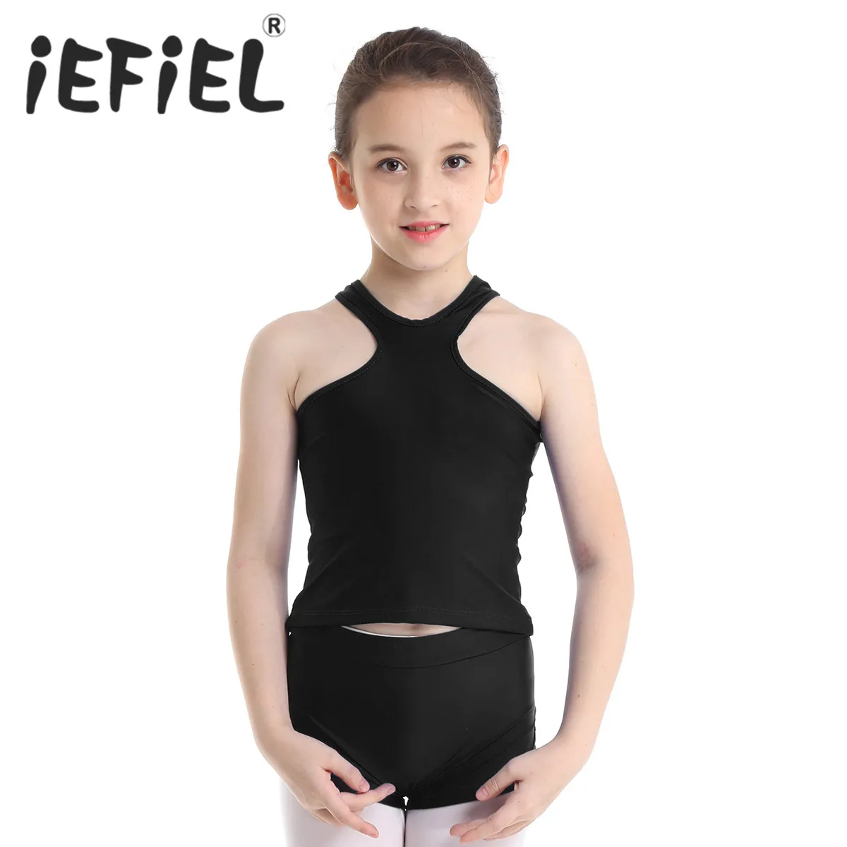 

Kids Girls Ballet Dance Outfit Racer Front and Back Tank Top with Bottoms Set for Ballet Dance Gym Workout Sports Exercise Set