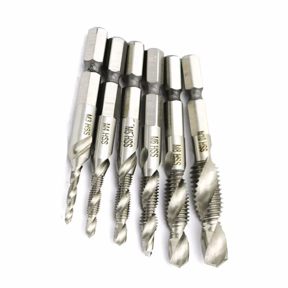 6 Stks/set M3-M10 Multifunctionele Schroef Tap Set Hoge Snelheid Staal Hex Handvat Machine Tikken Gereedschap Boormachine Accessoires
