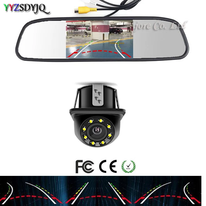 YYZ Dynamic Trajectory Tracks Rear View Camera Reverse Backup Vehicle parktronic camera and 4.3 inch HD Parking Mirror Monitor