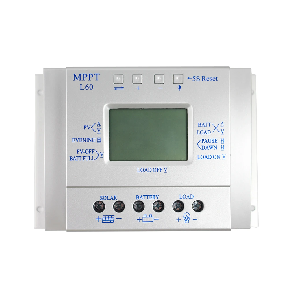 MPPT 60A Solar Charge Controller LCD 12V 24V Auto With USB 5V 1500mA Solar Regulator High Efficiency Solar Tracking System