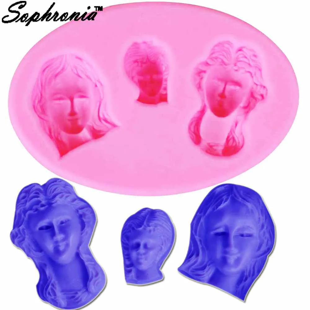 3D Noble Women Head Portrait Sugar Fondant Mold Mini Oval Frame Cake Decorating Tools Baking Molds Soap Resin Clay Silicone M915