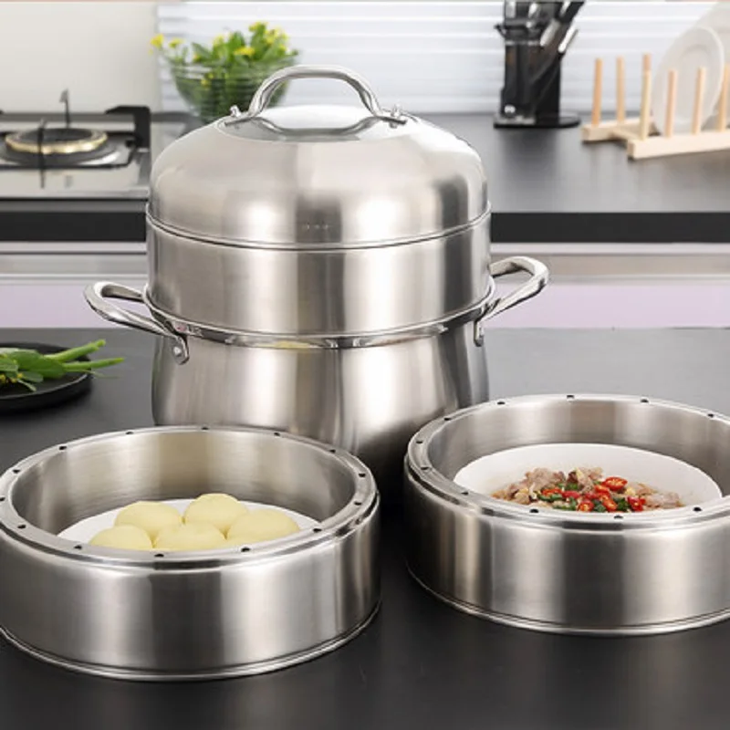 Steamer 304 stainless steel  5-layer pot bottom thick pot with 5-layer induction cooker five soup pot steamer home