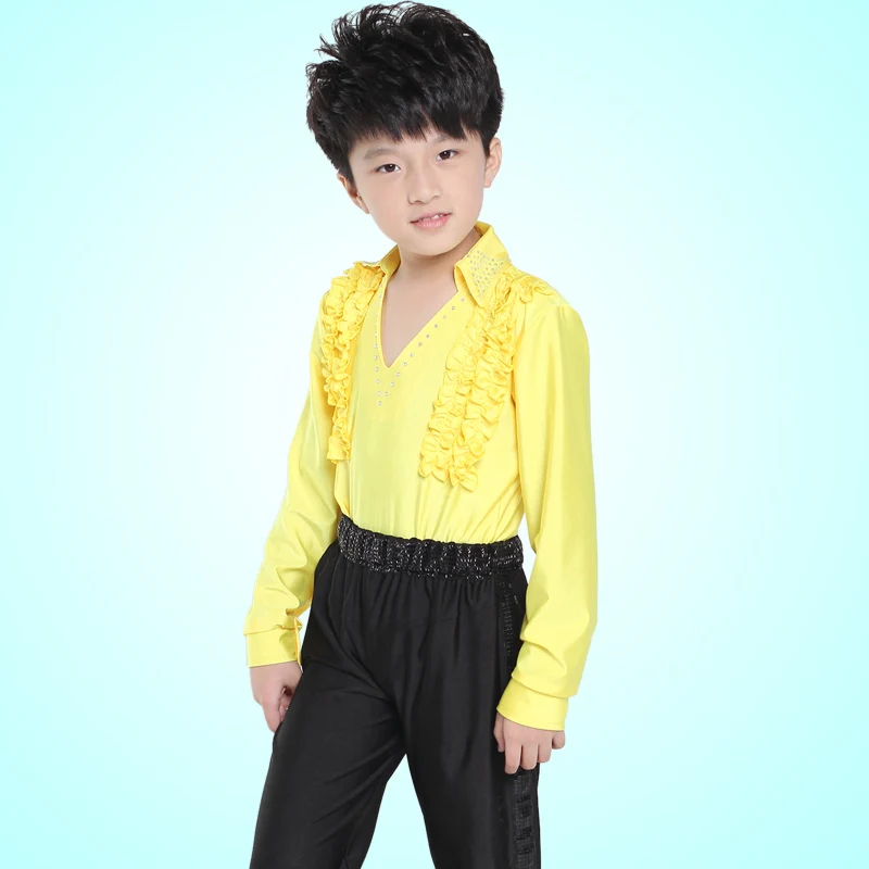 Boys Latin dance performance clothing new children 's Latin dance performance clothing boys Latin clothing long - sleeved autumn