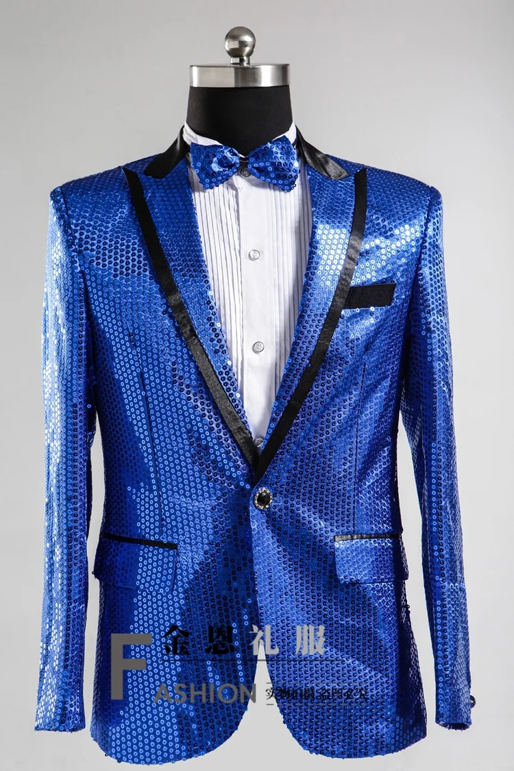 Paillette Male Master Sequins Dresses Stage Costumes Men Terno Suit MC Host Clothing Singer Suits & Blazer Show Jacket Outerwear