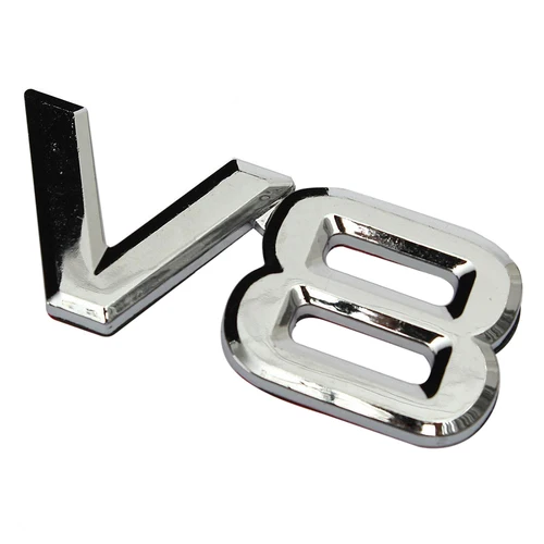 Pegatinas 3D cromadas para coches V8, emblema de insignia, 7,5x3,5 cm