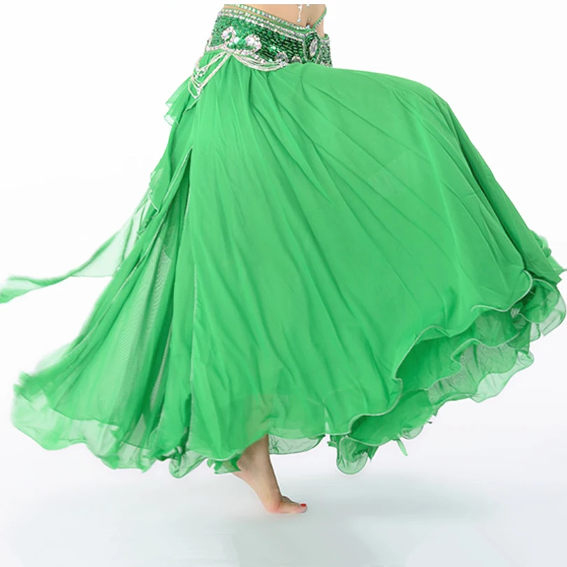 Hot Sale 11 Colors Chiffon Belly Dance Clothing 3 Layers Full Circle Long High Waist Maxi Women Skirts for Belly Dance