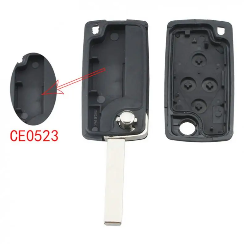 4 ปุ่ม ABS รถพับเปลี่ยนคีย์ Fob SHELL กรณีที่มี Uncut Car Flip Key สำหรับ Peugeot 1007 Citroen c8