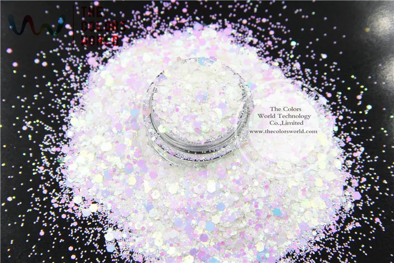 TCI04-H1 Perlescente Indescent Bianco Bule Luce di Scintillio di Colori Hexagon forme Glitter per nail art FAI DA TE e decorazione di Festa