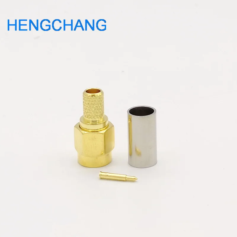 Conector sma 50-3 sma plugue macho rf conector coaxial crimpagem para rg58 lmr195 RG-400 RG-142 cabo rf sma conector 100 pçs/lote