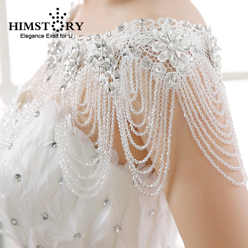 

HIMSTORY Luxury Crystal Bridal Choker Necklace Wowen Shoulder Chain Wedding Accessories Vintage Big Lace Strap Jewelry