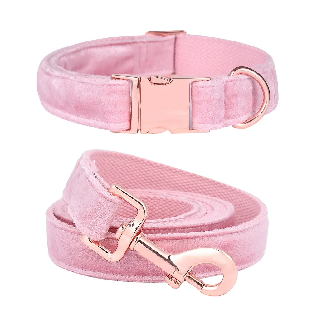 

Unique Style Paws Cute Pink Puppy Personalized Christmas Blue Velvet Personalized Dog Collar