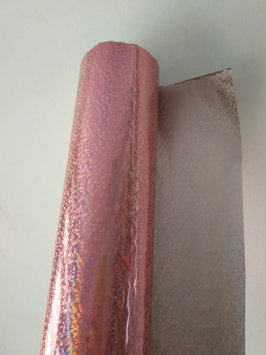 Holographic foil hot stamping foil hot press on paper or plastic pink Crystal Point pattern heat transfer film