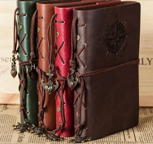 Classical Spiral NoteBook Newest Diary Book Vintage Pirate Anchors PU Leather Notepad Replaceable Xmas Gift Traveler Journal