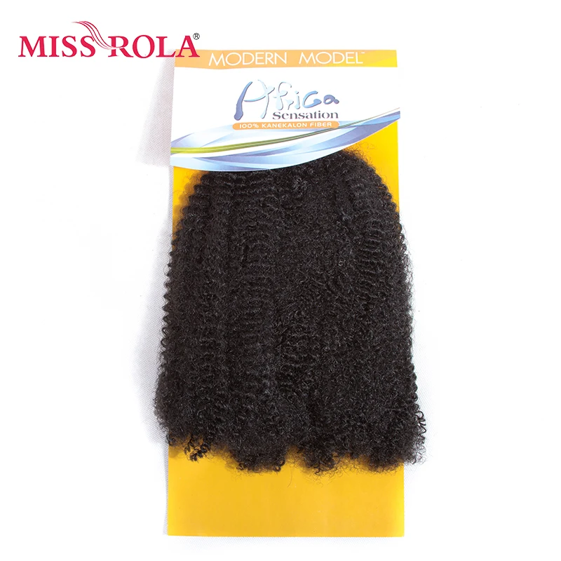 Miss Rola Synthetic Afro Kinky Weave Hair Extensions 2pcs/lot 1B# Color Crochet Braid Hair Weaving 85g 12inch Curly Hair